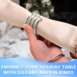 6 Pcs Silver Dinner Napkins Rings Set  Bulk Fall Dinner Table Decor Napkin Holder for Table Setting Decor Napkin Holder