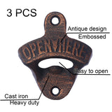 3pc Old Style Cast Iron Beer Bottle Opener Wall Mounted Bottle Cap Opener Aged Gold  Beer bottle wall mounted bottle opener In Australia - Darrahopens