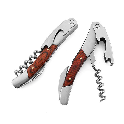 Heavy Double Hinged Fulcrum Corkscrew Wine Opener with Premium Rosewood Handle and Foil Cutter, Great Birthday Gift In Australia - Darrahopens