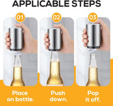 Stainless Steel Automatic Push Down No Damage Quick to Open Small Portable Bottle Cap Openers for Home Bars Picnic Camping Hiking