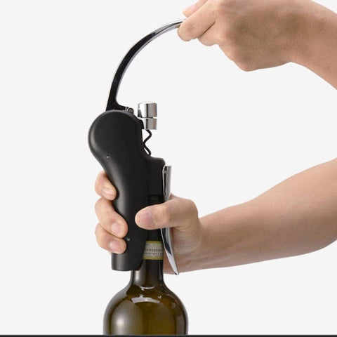 Stainless Steel Wine Opener Compact Vertical Corkscrew Wine Bottle Opener with Foil Cutter Creative multifunctional set