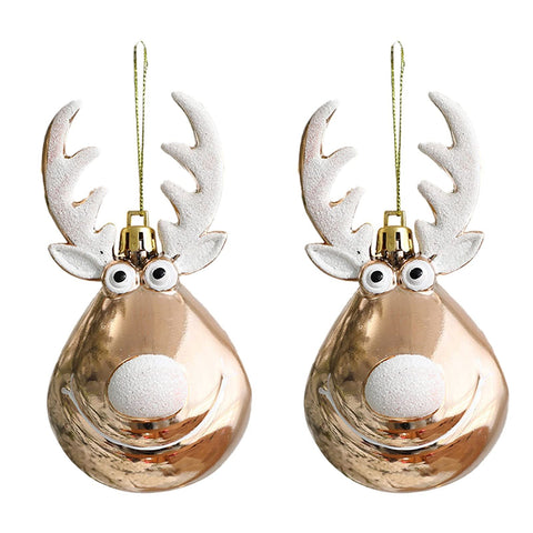 2pc Reindeer Ornament, For Hanging on a Tree or Crystal with Copper Accent and Print Face, Part of the Joyful Ornaments Collection In Australia - Darrahopens