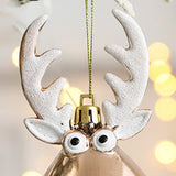 2pc Reindeer Ornament, For Hanging on a Tree or Crystal with Copper Accent and Print Face, Part of the Joyful Ornaments Collection