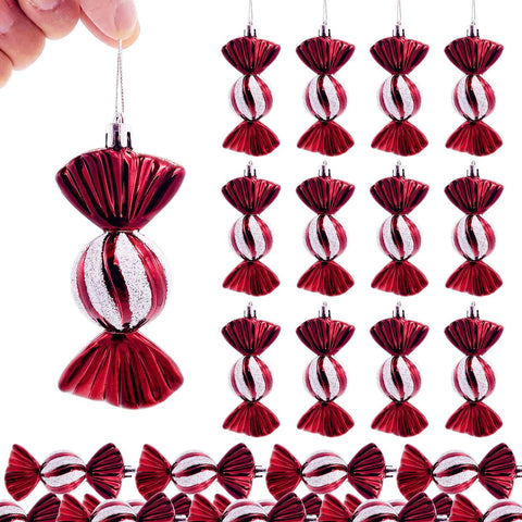 4 PC  Shatterproof Xmas Candies Ornaments，Christmas Candy Ornaments Hanging Glitter with Ropes for Christmas Tree Candy Cane Home In Australia - Darrahopens