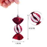 4 PC  Shatterproof Xmas Candies Ornaments，Christmas Candy Ornaments Hanging Glitter with Ropes for Christmas Tree Candy Cane Home