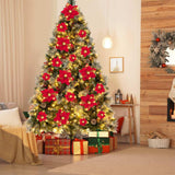 28PCS Christmas Tree Decorations: Poinsettias Artificial Flowers Ornaments Xmas Red Glitter Flower with Clips In Australia - Darrahopens