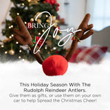 Antlers and Nose - Christmas Decorations for Car Windows, Roof, and Grille - Holiday Accessories Decoration Kit
