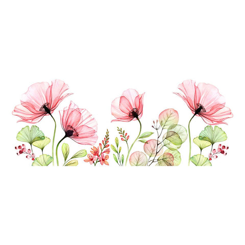 Poppy Flowers Wall Stickers Floral Leaf Wall Art Decals Living Room Bedroom Nursery Wall Decor Background wall decorative stickers In Australia - Darrahopens