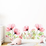 Poppy Flowers Wall Stickers Floral Leaf Wall Art Decals Living Room Bedroom Nursery Wall Decor Background wall decorative stickers In Australia - Darrahopens