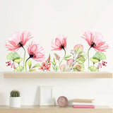 Poppy Flowers Wall Stickers Floral Leaf Wall Art Decals Living Room Bedroom Nursery Wall Decor Background wall decorative stickers