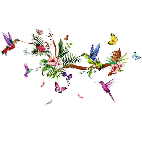 Hummingbirds Wall Decals Peel and Stick Birds Vinyl Wall Stickers Butterfly Flowers Colorful Wall Stickers Hummingbird In Australia - Darrahopens