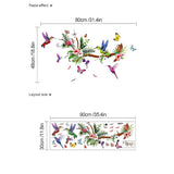 Hummingbirds Wall Decals Peel and Stick Birds Vinyl Wall Stickers Butterfly Flowers Colorful Wall Stickers Hummingbird