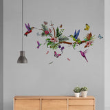 Hummingbirds Wall Decals Peel and Stick Birds Vinyl Wall Stickers Butterfly Flowers Colorful Wall Stickers Hummingbird