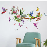 Hummingbirds Wall Decals Peel and Stick Birds Vinyl Wall Stickers Butterfly Flowers Colorful Wall Stickers Hummingbird