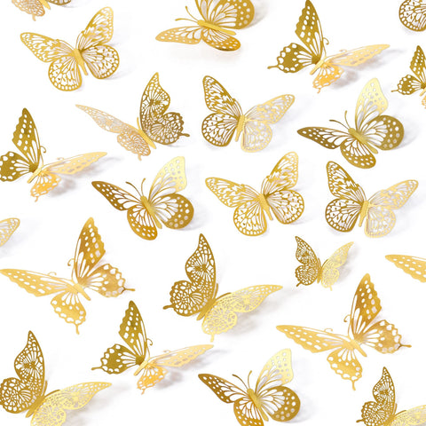 4pc Butterfly Wall Decor Gold Butterfly Decorations for Butterfly Birthday Decorations Butterfly Party Decorations Cake Decorations In Australia - Darrahopens