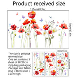 Poppy Flowers Wall Art Stickers Butterfly Floral Wall Decals Living Room Bedroom Wall Decor delicate flower  wall sticker