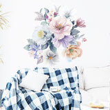Peony Flower Wall Decals Peel and Stick, Colorful Floral Wall Decals for Girls Bedroom, Flower Wall Stickers