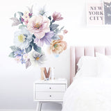 Peony Flower Wall Decals Peel and Stick, Colorful Floral Wall Decals for Girls Bedroom, Flower Wall Stickers