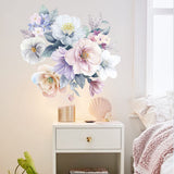 Peony Flower Wall Decals Peel and Stick, Colorful Floral Wall Decals for Girls Bedroom, Flower Wall Stickers