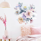 Peony Flower Wall Decals Peel and Stick, Colorful Floral Wall Decals for Girls Bedroom, Flower Wall Stickers