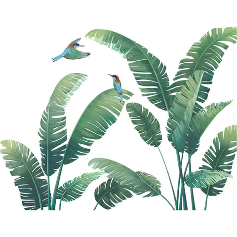 Leaf Wall Decals Plants Wall Stickers Tropical Monstera Green Leaves Hummingbird Wall Decor for Nursery Kid'sroom In Australia - Darrahopens
