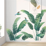 Leaf Wall Decals Plants Wall Stickers Tropical Monstera Green Leaves Hummingbird Wall Decor for Nursery Kid'sroom