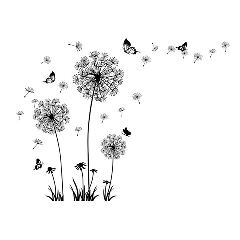 Dandelion Wall Decals Flower Stickers Murals Butterflies Wall Decor for Bedroom Office Bathroom Living Room Floral Wall In Australia - Darrahopens