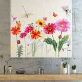 Flowers Butterflies Wall Decals Chrysanthemums Dragonflies Wall Sticker Botanical Peel and Stick Art Removable  Garden Decal In Australia - Darrahopens