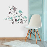 Watercolor Flower Tree Branch Wall Stickers  Peel and Stick Wall Art Decals for Living Room Bedroom
