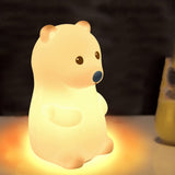 Cute Bear Kids Night Light for Kids Room, Rechargeable Kids Night Light Bedroom Bear Lamp, Color Changing Silicone Night Light In Australia - Darrahopens