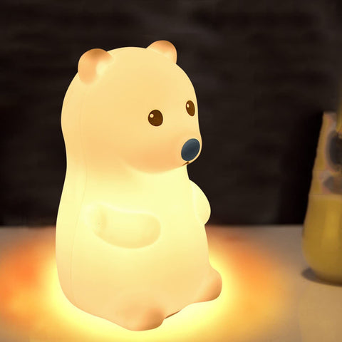 Cute Bear Kids Night Light for Kids Room, Rechargeable Kids Night Light Bedroom Bear Lamp, Color Changing Silicone Night Light In Australia - Darrahopens