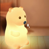 Cute Bear Kids Night Light for Kids Room, Rechargeable Kids Night Light Bedroom Bear Lamp, Color Changing Silicone Night Light