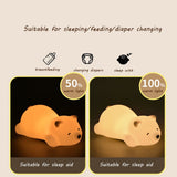 Cute Bear Kids Night Light for Kids Room, Rechargeable Kids Night Light Bedroom Bear Lamp, Color Changing Silicone Night Light
