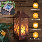 2pc  Solar Lantern Outdoor Garden Hanging Lantern Waterproof Flickering Flameless Candle Mission Lights for Table,Outdoor