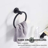 Stainless Steel Towel Ring Hanging Round Simple Black Towel Circular Holder  Hand Towel Holder Heavy Duty Towel Hanger for Bath