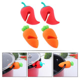 4Pcs Spill- proof Lid Lifter Silicone Lid Lifts Carrot Chili Kitchen Pot Lid Holders Lid Stand Holder Keep The Lid Open