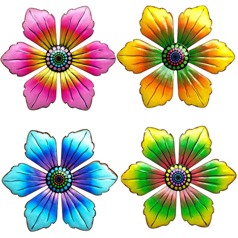 4PCS Metal Garden Wall Art Decorative, Metal Flower Outdoor Wall Sculptures Hanging Indoor Outdoor Home In Australia - Darrahopens