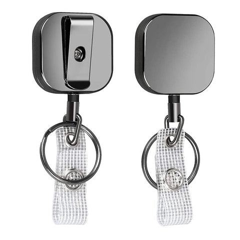 2 pc mall Heavy Duty Retractable Badge Holders Reel,  Metal Badge Holders with Belt Clip Key Ring