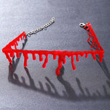 Horror Blood Drip Neck Cut Choker Necklace for Women Teen Girls Punk Soft Vampire Red Bloody Scar Throat Bleeding Lightweight In Australia - Darrahopens
