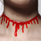 Horror Blood Drip Neck Cut Choker Necklace for Women Teen Girls Punk Soft Vampire Red Bloody Scar Throat Bleeding Lightweight
