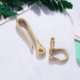Fish Hook Keychain, Brass Key Ring Golden Solid Shape Key Hook Belt Keyring Pocket Clip with Key Shackle Heavy Duty Car keychain
