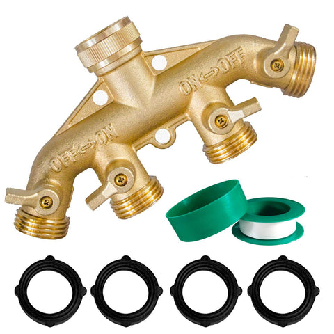Brass Garden Hose Splitter , Solid Brass Hose Connector , Hose Spigot Adapter  Valves with  Extra Rubber Washers In Australia - Darrahopens