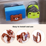 4pc Sponge Holder for Kitchen Cute Adhesive Kitchen Sink  Plastic Sink Sponge Rack Kawaii Cartoon Kitchen Dishr