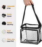 Stadium Approved Clear Tote Bag with Adjustable Strap, Front Storage Compartment, and Mesh Pockets -   lunch Bags