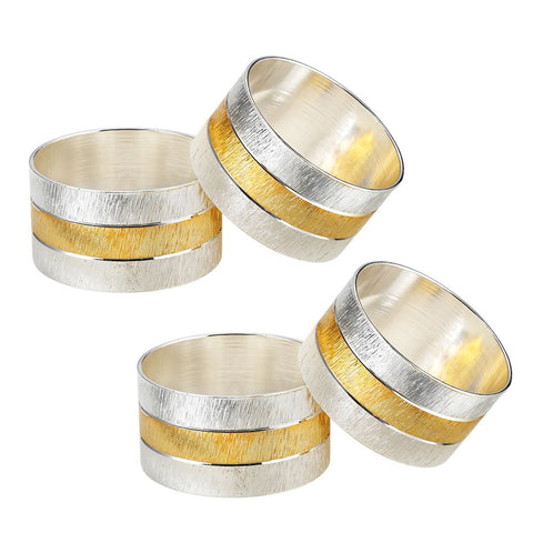 4pc Napkin Rings, Metal Gold Round Napkin Rings Buckles for Table Decorations, Wedding, Dinner,Party