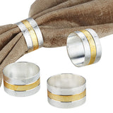 4pc Napkin Rings, Metal Gold Round Napkin Rings Buckles for Table Decorations, Wedding, Dinner,Party