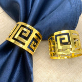 2pc Gold Napkin Rings Hollow Cut Metal Napkin Holder Dining Table Setting Napkin Rings Buckles for Party Banquet Dinner