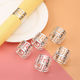 6PCS Hollow Out Napkin Ring Holder, Silver Circle Serviette Buckles for Holiday Party Wedding Banquet Household Festival Decor In Australia - Darrahopens