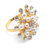 Napkin Rings - Flower Pearl Rhinestone Napkin Ring Holder for Wedding Party Home Kitchen Dining Table Linen Accessories (Golden) In Australia - Darrahopens