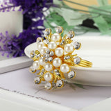 Napkin Rings - Flower Pearl Rhinestone Napkin Ring Holder for Wedding Party Home Kitchen Dining Table Linen Accessories (Golden) In Australia - Darrahopens